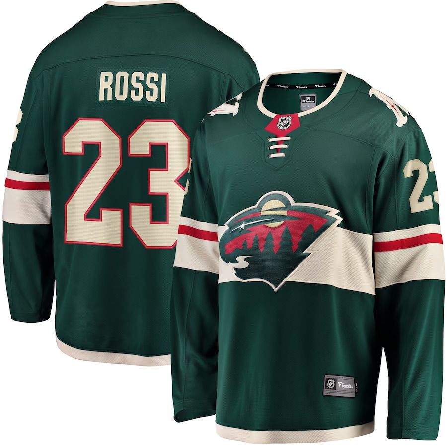 Men Minnesota Wild #23 Marco Rossi Fanatics Branded Green Home Breakaway Player NHL Jersey